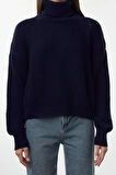 Stil Modern Kadın Crop Reglan Kol Balıkçı Yaka Triko Kazak