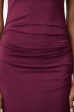 Moda Stil Slim Bisiklet Yaka Maxi Boy Bodycone Sıfır Kol Yırtmaçlı Fırfır Detaylı Esnek Kalem Elbise