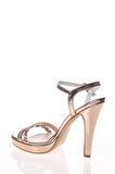 Kadın Platin Ayna Çapraz Örgülü Tek Bant Abiye Ayakkabı Kadın Topuklu Şık Gece Ayakkabısı