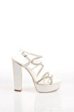 Kadın Beyaz Abiye Ayakkabı Kadın Topuklu Şık Gece Ayakkabısı Zarif Tasarım Yüksek Topuk
