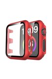 Apple Uyumlu Watch 44mm Camlı Kasa Ekran Koruyucu - Kırmızı