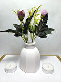 Dekoratif Minimal Vazo, Ev ve Ofis Hediyelik Aksesuar, Çiçeklik Beyaz