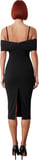 Kadın Feminine Bodycon Midi Elbise Carmen Yaka Askılı Düz Örme Sandy Kumaş Zarif Kokteyl Stili