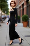 Fashion Forward Kadın Bodycon Maxi Elbise Uzun Kollu Bisiklet Yaka Şık Özel Gün Tasarımı Kaliteli