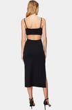 Yazlık Örme Elbise Bodycon Kalıp Midi Boy Cut Out ve Yırtmaç Detayları Modern Stil