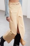 Moda Regular Şık Gece Midi Boy Limited Edition Cut Out Detaylı Pamuklu Midi Column Dokuma Etek