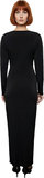 Kadın Şık Kruvaze Yaka Uzun Kollu Anvelop Bodycon Drape Detaylı Örme Maxi Abiye Elbise Kaliteli