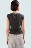 100 Modal Premium Örme Bluz Aksesuarlı Asimetrik Yaka Rahat Günlük Modern Stil