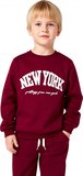Kız Çocuk Pamuklu Slogan Baskılı Bisiklet Yaka Sweatshirt ve Eşofman Altı Takımı Kaliteli Şık