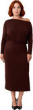 Modern Kadın Asimetrik Yaka Uzun Kollu Bodycon Midi Maxi Elbise Kış Günleri İçin Şık Ve Rahat Örme