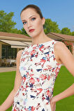 Yazlık Astarlı Mini A Kesim Elbise Çiçek Desenli Polyester Kumaş Uzun Ömürlü Zarifane Tasarım