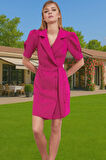 Kadın Kısa Kollu Mini Ceket Elbise Kuşaklı Finike Dokuma Rahat Mükemmel Uyum Dayanıklı Malzeme