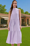 Kadın Şık Düz Kesim Kolsuz Midi Elbise Polyester Kumaş Nefes Alabilir Şık Görünüm Kaliteli İşçilik