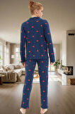 Kışlık %100 Pamuklu Pijama Takımı Kalpli Desenli Rahat Profesyonel Görünüm Ve Şık
