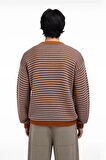 Erkek Casual Bisiklet Yaka Çizgili Dokuma Akrilik Kazak Günlük Kullanım İçin İdeal Uzun Kollu