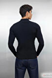 Erkek Dik Yaka Uzun Kol Fitilli Dar Kalıp Triko Kazak Kış Sezonu İçin Modern ve Konforlu Stil