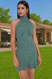 Kadın A Kesim Mini Elbise Halter Yaka Reglan Kol Polyester Dokuma Mükemmel Uyum Rahat Ve Şık