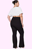 Kadın Flare Pantolon Yüksek Bel Regular Boy Örme Kumaş Günlük Şıklık Yaz Aylarının Vazgeçilmezi
