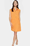 Keten Görünümlü Shift Mini Elbise Kolsuz Pamuklu Rahat Trend Tasarım Seçkin Malzeme