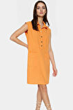 Keten Görünümlü Shift Mini Elbise Kolsuz Pamuklu Rahat Trend Tasarım Seçkin Malzeme