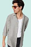 Erkek Klasik Çizgili Gömlek Pamuk Rahat Kesim Günlük Ve İş Hayatı Yaz Aylarının Vazgeçilmezi