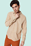 Erkek Klasik Çizgili Gömlek Pamuk Rahat Kesim Günlük Ve İş Hayatı Yaz Aylarının Vazgeçilmezi
