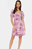 Çiçek Desenli Şifon Elbise Yazlık Mini Skater Günlük Kullanım İçin Trend Tasarım