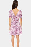 Çiçek Desenli Şifon Elbise Yazlık Mini Skater Günlük Kullanım İçin Trend Tasarım