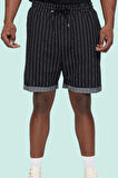 Erkek Yazlık Şort Çizgili Rahat Boru Paça Pamuk Günlük Kullanım Yaz Aylarının Vazgeçilmezi