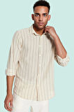 Erkek Pamuk Klasik Çizgili Gömlek Rahat Kesim Günlük Kombinler Hafta Sonu Kaliteli Malzeme