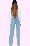 Kadın Pamuk Denim Wide Leg Jean Yüksek Bel Rahat Günlük Stil Hafta Sonu Yaz Aylarının Vazgeçilmezi