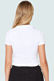 Fitted Crop Bluz Polo Yaka Kısa Kollu Pamuklu Yazlık Kaliteli İşçilik Şık Görünüm