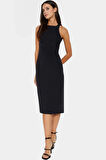 Bodycon Midi Elbise Şık Halter Yaka Nefes Alan Dokuma Kumaş Günlük ve Özel Günler İçin
