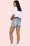 Kadın Pamuk Denim Şort Yırtık Detaylı Rahat Günlük Kullanım Hafta Sonu Yaz Aylarının Vazgeçilmezi