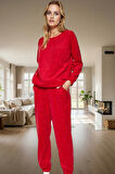 Rahat Polar Pijama Takımı Puantiyeli Regular Kalıp %100 Polyester Ve Şık