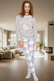 Lama Desenli Kışlık Pijama Takımı Wellsoft Örme Rahat ve Sıcak Şık Trend Tasarım