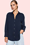 Kadın Basic Gömlek Viskoz Shally Dokuma Oversize Kalıp Günlük Stil Yaz Aylarının Vazgeçilmezi