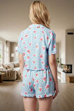 Çiçekli Desenli Viskoz Pijama Takımı; Rahat Şık Yazlık Kullanım Ve Özenle Seçilmiş