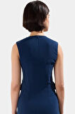 Yazlık Kolsuz Mini Elbise Bodycon Kesim Dokuma Kumaş Bisiklet Yaka Günlük Kullanım İçin