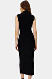 Örme Kumaş Bodycon Maxi Elbise Dik Yaka Günlük Casual Seçkin Malzeme Yüksek Kalite Dayanıklı