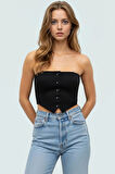 Crop Bluz İnce Askılı Straplez Dokuma Kumaş Bodycon Konforlu Kesim Günlük Kullanım İçin