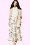 Kadın Puantiyeli Krep Dokuma Maxi Etek Kemer Detayı Günlük Hafta Sonu Yaz Aylarının Vazgeçilmezi