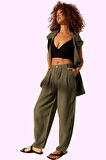 Kadın Keten Geniş Paça Pantolon Rahat ve Şık Günlük Kullanım Hafta Sonu Yaz Aylarının Vazgeçilmezi