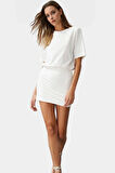 Pamuklu Elastanlı Mini Elbise Kısa Kollu Bodycon Kesim Uzun Ömürlü Dayanıklı Malzeme