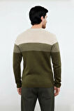 Erkek Basic Kesim Bisiklet Yaka Uzun Kol Renk Bloklu Akrilik Triko Kazak Kış Kombinlerine Özel