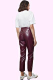 Kadın Suni Deri Cigarette Pantolon Yüksek Bel Dokuma Kışlık Günlük Yaz Aylarının Vazgeçilmezi