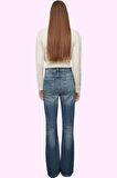 Kadın Denim Flare Jean Pantolon Yüksek Bel Pamuklu Rahat Günlük Yaz Aylarının Vazgeçilmezi