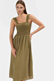 Cool & Comfort Elbise  Polyester Midi Boy Gipeli Detay Seçkin Malzeme Konforlu Kesim
