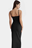Bodycon Maxi Elbise Yazlık Örme Astarlı Yırtmaçlı Günlük Kullanım İçin Şık Görünüm