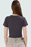 Rahat Pamuklu Kaşkorse Crop Bluz Bisiklet Yaka Kısa Kol Yazlık Ve Şık